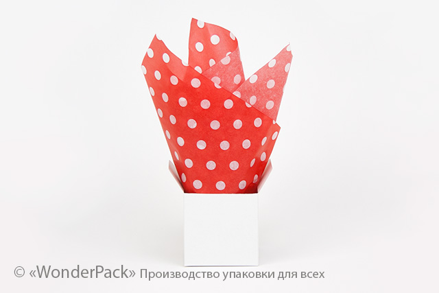 Тіш'ю, цигарковий папір для пакування. 50*65 см. Колір - червоний в горошок