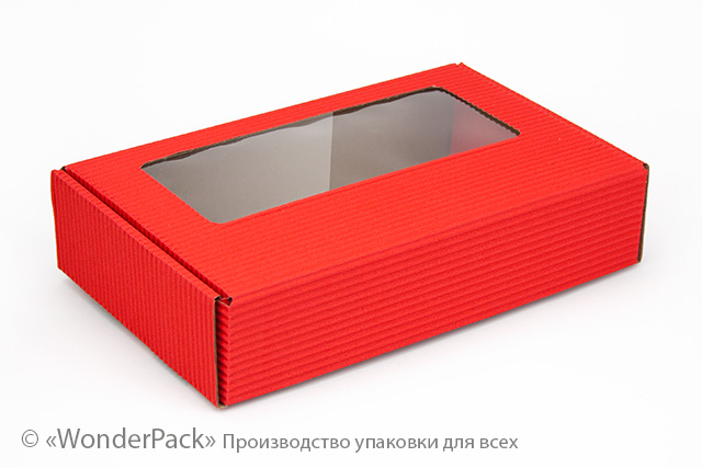 Коробка "Техно" №М0045-о10. 2-шарова червона з вікном - 1