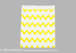 Пакеты крафт. Код ПК-47. Размер 230*170*30 мм. Крафт, зигзаг желтый