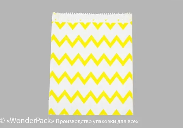Пакеты крафт. Код ПК-47. Размер 230*170*30 мм. Крафт, зигзаг желтый