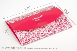 Коробка "Конверт" №М0068-о1. с надписью "Present for you"