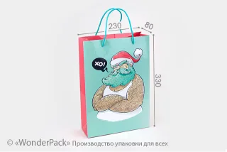 Пакет подарочный ПР003-о6. 330*230*80 мм. "HO-HO"