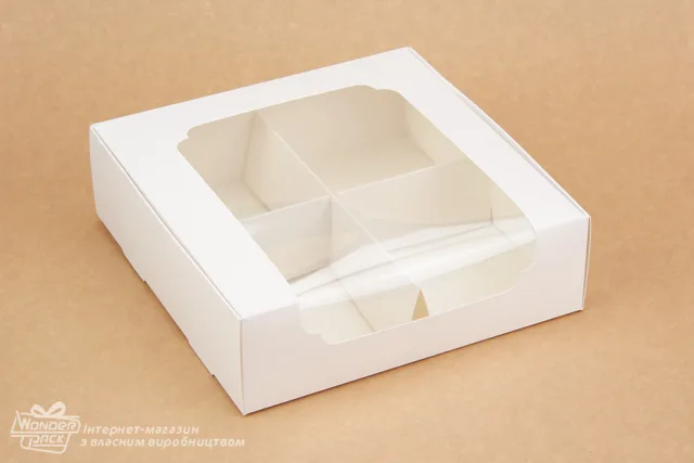 Коробка 200*200*60 с окном белая