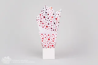 Тишью, бумага для упаковки. 50*65 см "Зездочки", красные