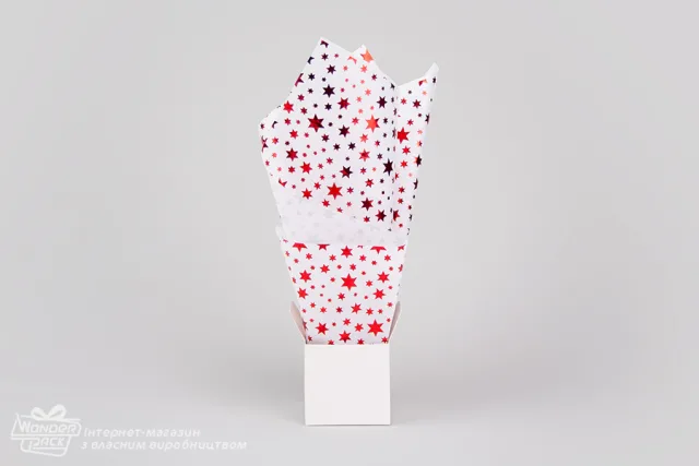 Тишью, бумага для упаковки. 50*65 см "Зездочки", красные