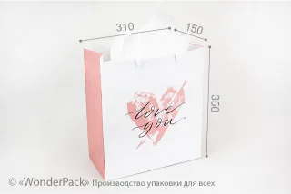 Пакет подарочный ПР005-о1. 350*310*150 мм. "Love you"
