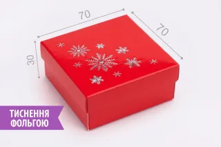 Коробка.Модель №0018 "Для бижутерии / ювелирки". Код М0018-о27. Красная с тиснением "Снежинки"