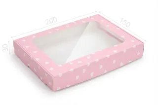Коробка «Пряничная - мини» №М0063-о10. розовая с сердцами
