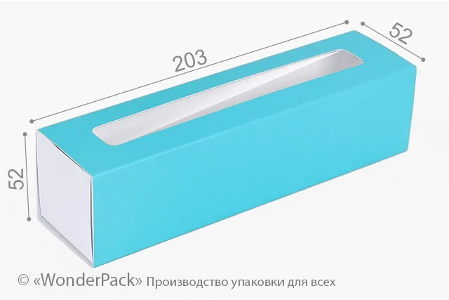 Коробка "Macaron" №М0052-о6. Голубая с окном