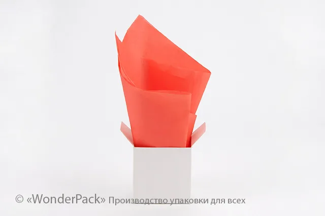 Тишью, папиросная бумага для упаковки. 50*70 см. Цвет - коралловый.