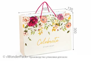 Пакет подарочный ПР007-о1. 400*300*130 мм. "Celebrate"