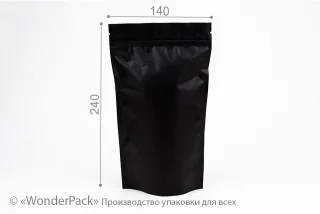 Пакет дой-пак. Код ДП-016, Размер 240*140*40 мм, черный