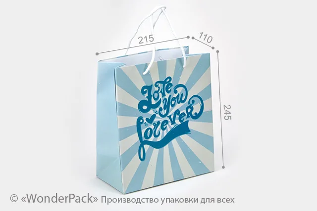 Пакет подарочный ПР001-о9. 245*215*110мм. "Love you forever"