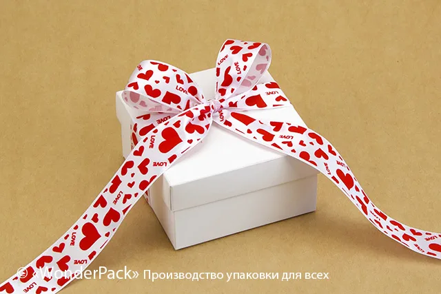 Лента атласная 25 мм, односторонняя, с рисунком "Love"