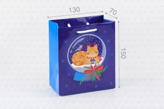 Пакет подарочный ПР006-о9. 150*130*70 мм. "Котик"