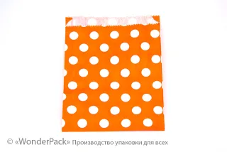 Пакеты крафт. Код ПК-49. Размер 230*170*30 мм. Крафт, горох, оранжевый