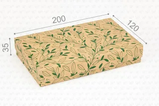 Коробка "Под кошелек 200*120*35" №М0077-о4. Крафт с листиками