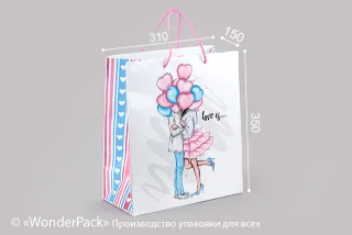 Пакет подарочный ПР005-о4. 350*310*150 мм."love is..."