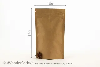 Пакет дой-пак. Код ДП-009, размер 170*100*30 мм, крафт