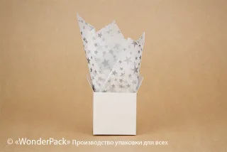 Тишью, бумага для упаковки. 50*65 см "Зездочки", серебро