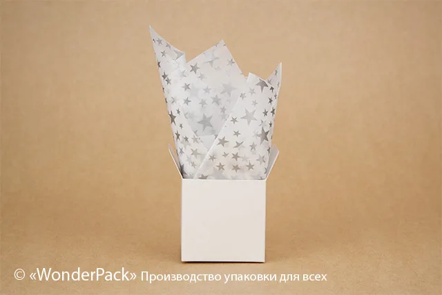 Тишью, бумага для упаковки. 50*65 см "Зездочки", серебро