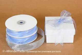 Лента органза 25 мм, цвет - 3098, голубая, моток