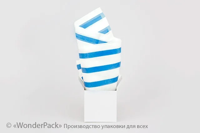 Тишью, бумага для упаковки. 50*65 см. Цвет - голубой в полоску