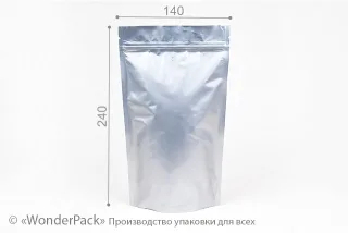 Пакет дой-пак. Код ДП-023, Размер 240*140*40 мм, серебро
