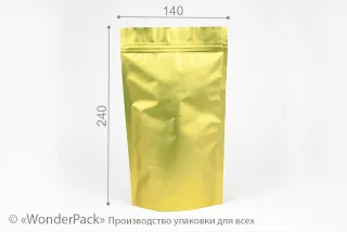 Пакет дой-пак. Код ДП-024, Размер 240*140*40 мм, золото