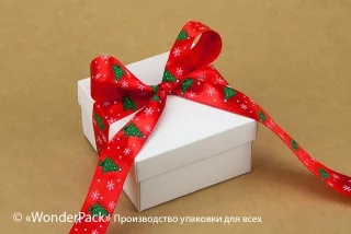Лента атласная 25 мм, односторонняя, с рисунком, цвет - 16102