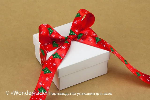 Лента атласная 25 мм, односторонняя, с рисунком, цвет - 16102