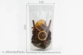 Пакет дой-пак. Код ДП-020, Размер 240*140*40 мм, прозрачный