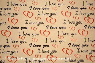 Крафт-папір. Розмір 42 * 60 см. "I love you"