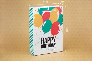 Пакет подарочный ПР003-о9. 330*230*80 мм. "Happy birthday to you"