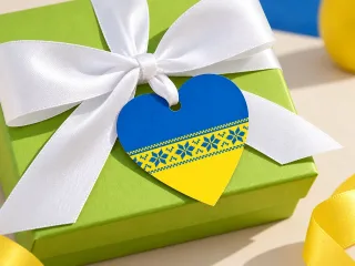 Бирка-сердце в украинских цветах